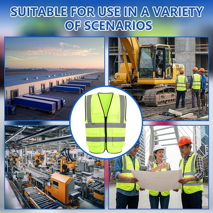 Cuffbow 9 Pcs XL Personal Protective Equipment (PPE) Safety Kit Includes Safety Glasses, Earplugs, Hard Hat, Nitrile Gloves, Reflective Vest for Construction Site Protection, Warehouse Operations