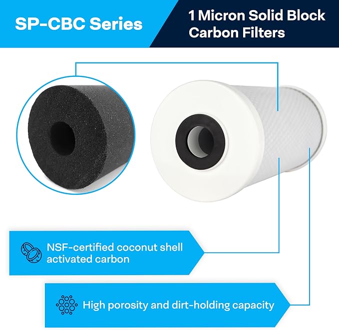 SpiroPure 10x4.5 1 Micron Carbon Block Water Filter CB-45-1001 (6 Pack)