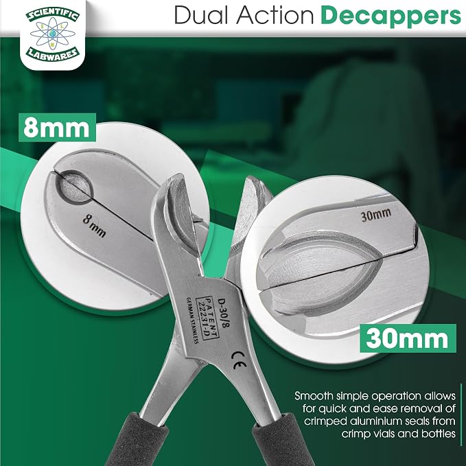 Dual Action Decapper Pliers for Decapping Crimped Vials and Bottles Scientific Labwares (8mm and 13mm)