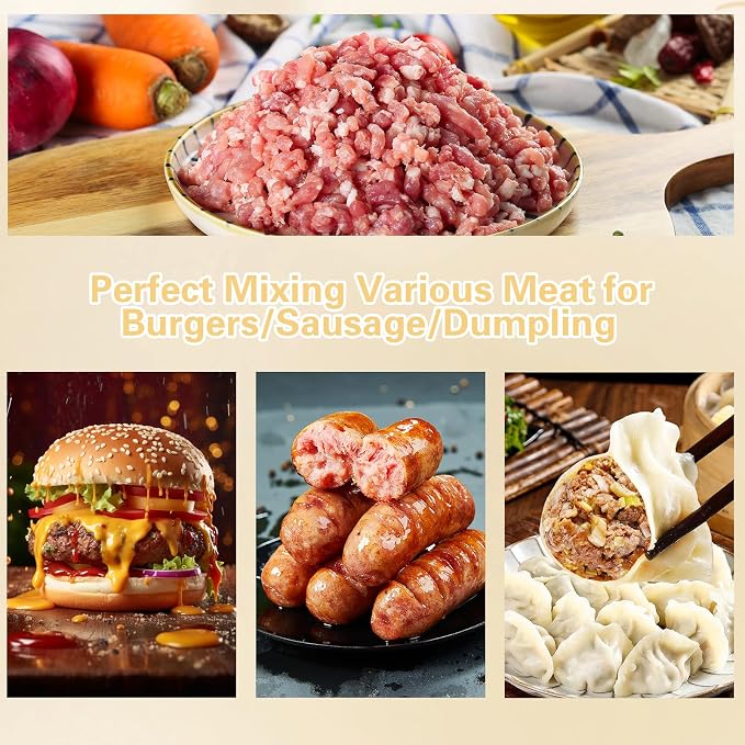 CLIVIA Manual Meat Mixer, 60 Pound Meat Mixer for Sausage, 60lbs 30L Capacity Tank Sausage Mixer, Stainless Steel Food Processing Equipment with Lid for Meat, Sausage, Vegetable, Burger, Dumplings