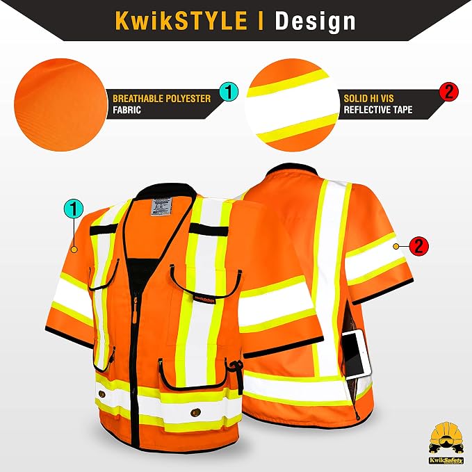 KwikSafety GODFATHER Safety Vest Class 2 & Class 3 ANSI OSHA Hi Vis Vest