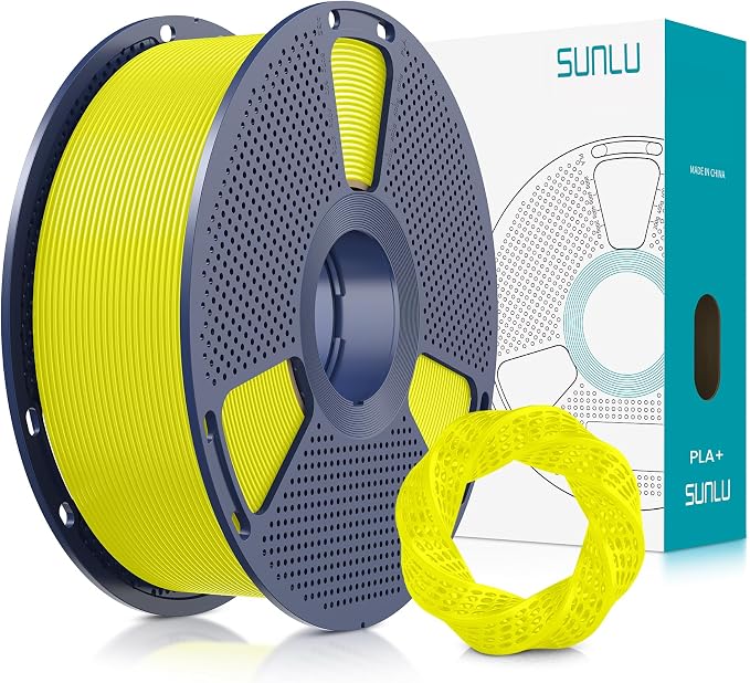 SUNLU PLA Plus Filament 1.75mm Yellow 1KG, Neatly Wound 3D Printer Filament 1.75mm, PLA+ 1000g, Dimensional Accuracy +/- 0.02 mm, Fit Most FDM 3D Printers, 1kg Spool (2.2lbs), Yellow