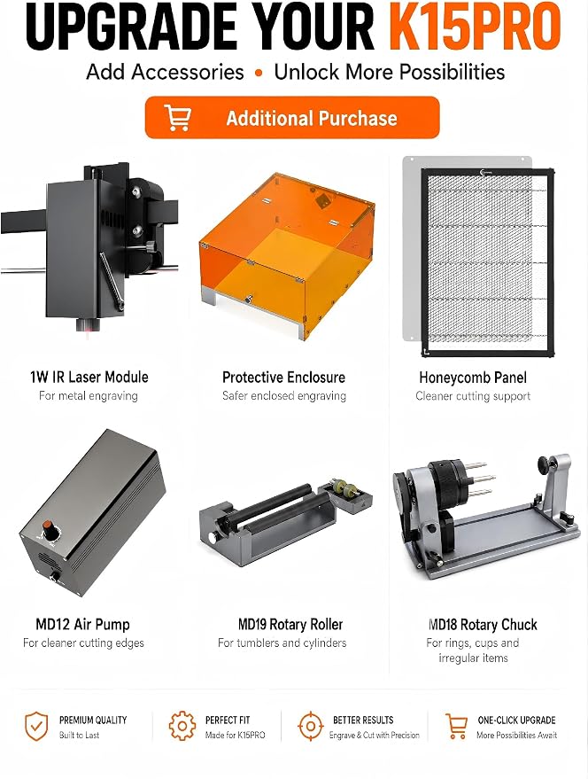 Laser Engraver, Carverall K15 Pro Laser Engraving Machine for Beginners DIY 200x300mm (Near A4) CNC Laser Cutter for Wood Coated Metal Acrylic Leather, Laser Radiation Power: 8.913μW Class 1