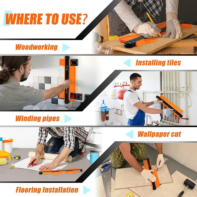 TOOLIFE Connectable Contour Gauge with Lock, 20 Inch Profile Duplicator Tool for Flooring, Tile, Laminate & Woodworking, Shape Outline Gauge, Father’s Day Gifts for Dad Men Husband