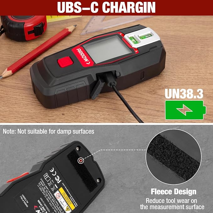ARROW 2-in-1 Stud Finder with Laser Level, Rechargeable Wall Stud Scanner & Vertical Line Laser for Hanging Frames & Picture, Wood Ac Wire Metal Studs Joist Pipe Detection
