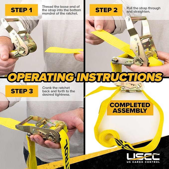 US Cargo Control Endless Ratchet Straps (4-Pack), 2 Inch Wide x 20 Foot Long, Black, 3,333 lbs Working Load Limit, Hookless Ratchet Straps