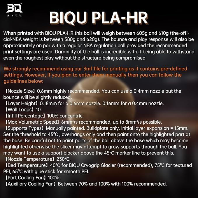 BIQU PLA-HR Flexible 3D Printer Filament Specifically for Printing Airless Basketballs, 1.75mm 1KG Spool (2.2lbs), Flexi Tough Filament Compatible with Most FDM 3D Printer (Brown)