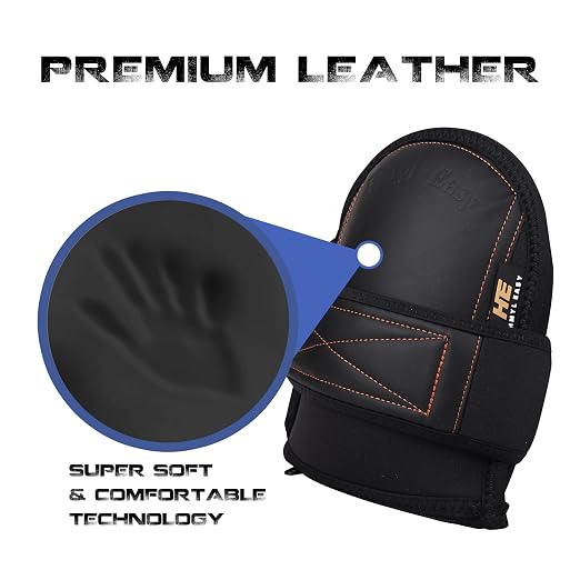 Super Soft Knee Pads for Work, Upgraded Replaceable Inner Cushion, Leather Knee Pads for Construction, Flooring, Gardening, Cleaning,Adjustable & Shorts Friendly,rodilleras para trabajo,Black