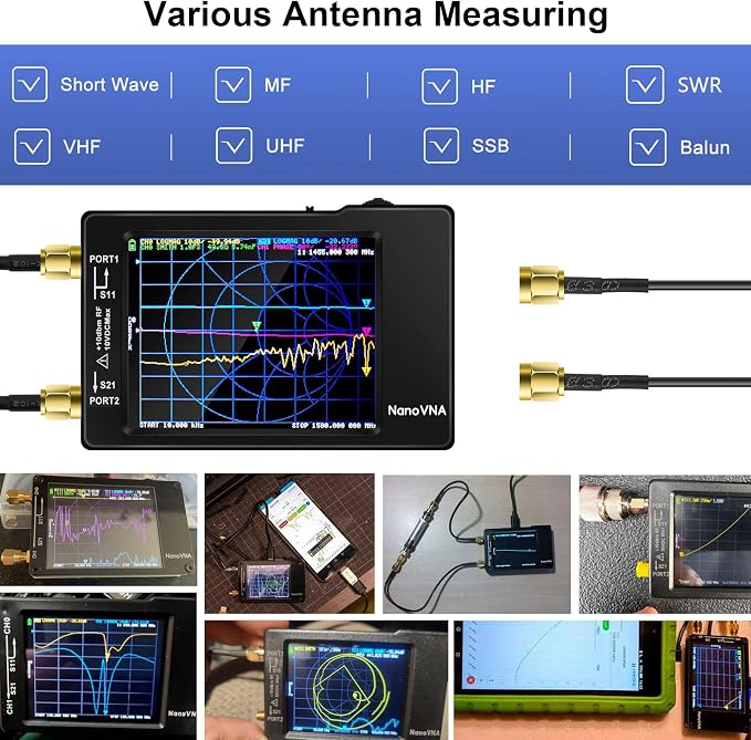 [Upgraded] AURSINC NanoVNA-H Vector Network Analyzer 9KHz -1.5GHz Latest HW V3.7 HF VHF UHF Antenna Analyzer, Measuring S Parameters, SWR, Phase, Delay, Smith Chart