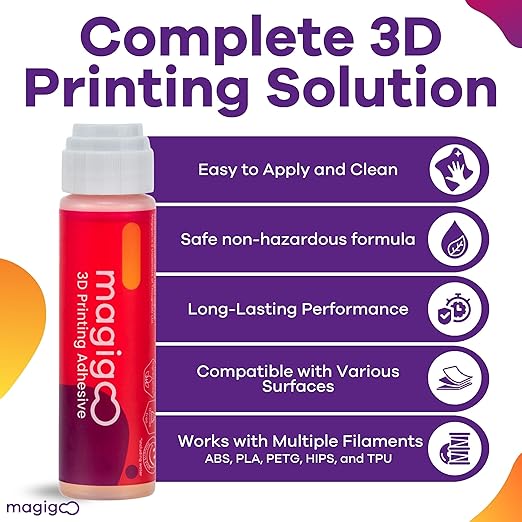 Magigoo - MO2016 All-in-One 3D Printer Adhesive Glue - ABS, PLA, PETG, HIPS, and TPU Flex Filament on Glass, PEI, Buildtak, Kapton - 3D Printing Accessories, Supplies, and Materials (50mL)