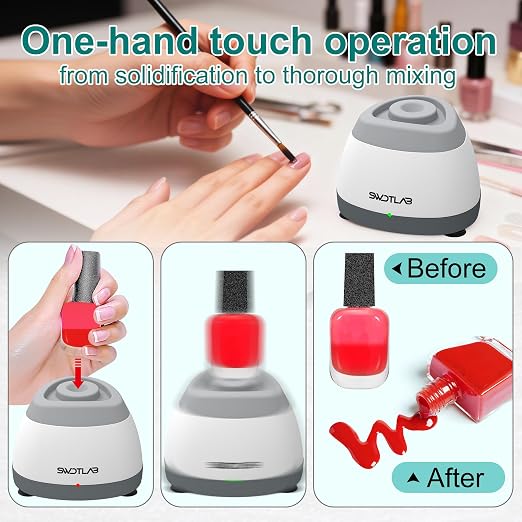 Mini Vortex Mixer 3500RPM, Touch Nail Polish Shaker Lash Glue Shaker, Lab Paint Shaker for Tattoo Ink Acrylic Paint Test Tubes, DC Brushless Motor, 3s Mix, Silicone Cap (Grey)