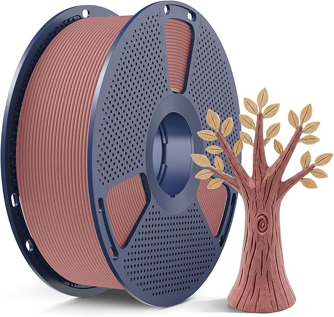 SUNLU Wood PLA Filament 1.75mm, Real Wood Fiber 3D Printer Filament, Natural Wood Texture & Scent, Clog-Free, Dimensional Accuracy +/- 0.02mm, 1kg Spool (2.2lbs), Fit Bambu Lab Printer, Cherry