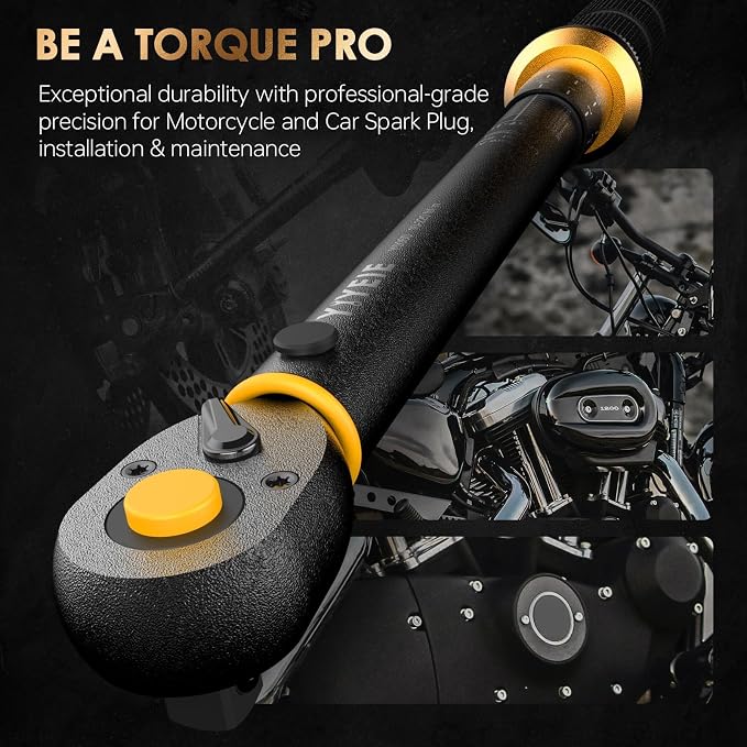YIYEIE 3/8-Inch Drive Torque Wrench with Easy Lock Ring, ±3% Accuracy | Spark Plug Use, 10-45 Ft-Lb (13.6-61 Nm), Dual Scale, 72-Tooth Ratchet, Loud Click-Stop, Small Torque Wrench for Motorcycle