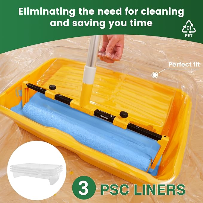 VOOMEY 18 Inch Paint Roller Kit, Contractor-Grade Large Paint Roller with 23-53 Inch Adjustable Extension Pole, Nylon & Polyester Roller Covers for Walls, Ceilings, Drywall and Textured Surfaces