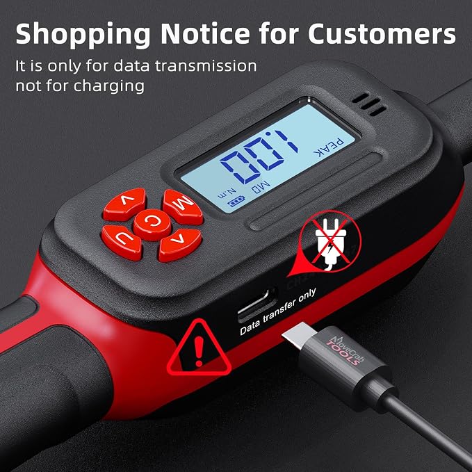 1/4" Digital Torque Wrench, 1-20 N.m / 0.7-15 Ft.lb, ±2% | Precision You Can Trust, Triple Warning Protection, Dual Measurement Modes, Easy-to-Read LED Display, 4 Units for Mechanics