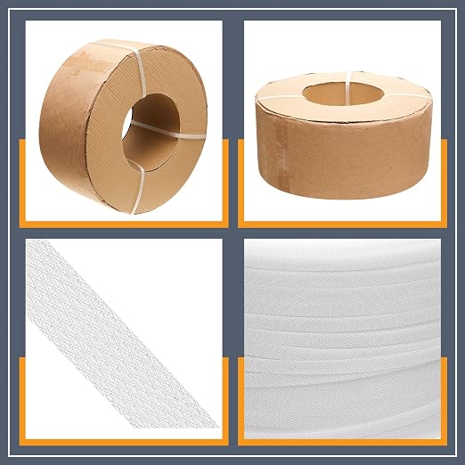 Heavy Duty 1/2" Polypropylene Strapping Roll, 600 lb 3937 ft PP Packing Banding Strap, Industrial Tensile Strength, Machine Strapping for Cartons, Pipes, Shipping, Warehouse, Industrial Packaging