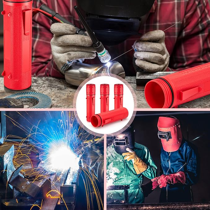 Zonon 4 Pcs Welding Rod Storage Tube 14 Inch Electrode Welding Rod Holder Container Airproof and Waterproof for Canister(Red)