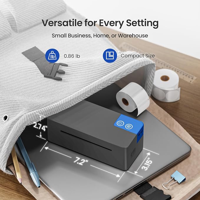 Bluetooth Thermal Shipping Label Printer, 4x6 Portable Thermal Label Printer, Compatible with iPhone, Android, Windows & Mac, Widely Used for USPS UPS Amazon Shopify Etsy (Dark Grey)