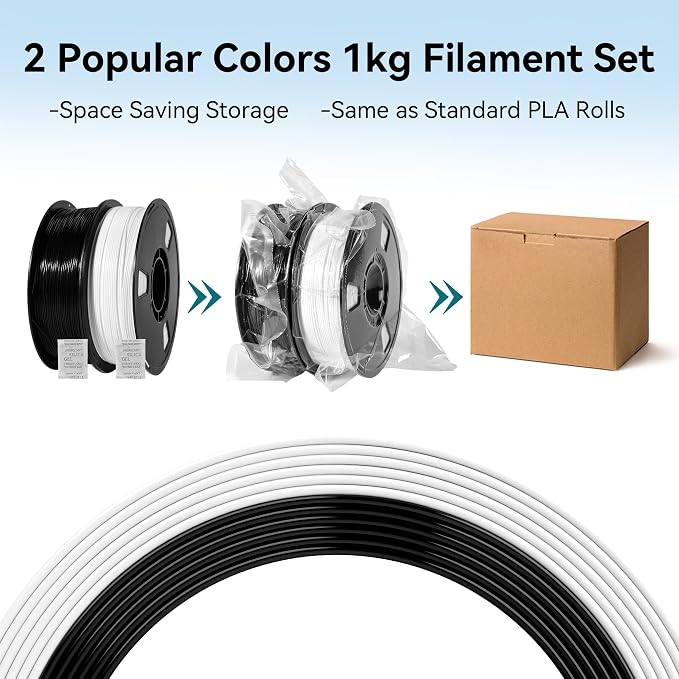 Dynta PLA 3D Printing Filament 1KG - 1.75mm High Precision ±0.02mm 3D Printer Filament, Compatible with Creality Ender-3 V3, Prusa Mini+, Perfect for Beginners and Hobby DIY Users, Black & White