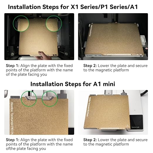 ENOMAKER Bamboo Lab Double Sided Textured PEI Build Plate for A1,P1S,P1P,X1C,X1 Carbon,X1E,X1 Series 3D Printer,Strong Adhesion 257x257mm Sheet,Magnetic Steel High Temp 180℃ Print Bed Parts&Accessory