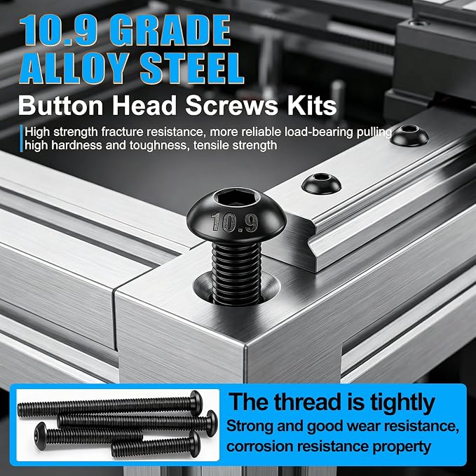 Twidec/3038PCS Metric Screw Assortment M2 M3 M4 M5 M6 M8 Machine Screws(4mm-45mm long) Grade 10.9 Button Head Hex Socket Cap Screws Metric Bolts Nuts Washer Assortment Kit Black Screws