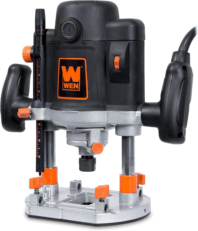 WEN RT6033 15-Amp Variable Speed Plunge Woodworking Router Kit with Carrying Case & Edge Guide