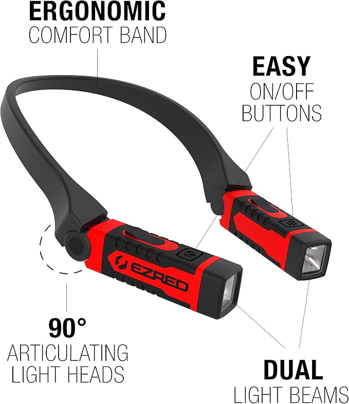 EZRED ANYWEAR Rechargeable Neck Light Bundle for Hands-Free Lighting