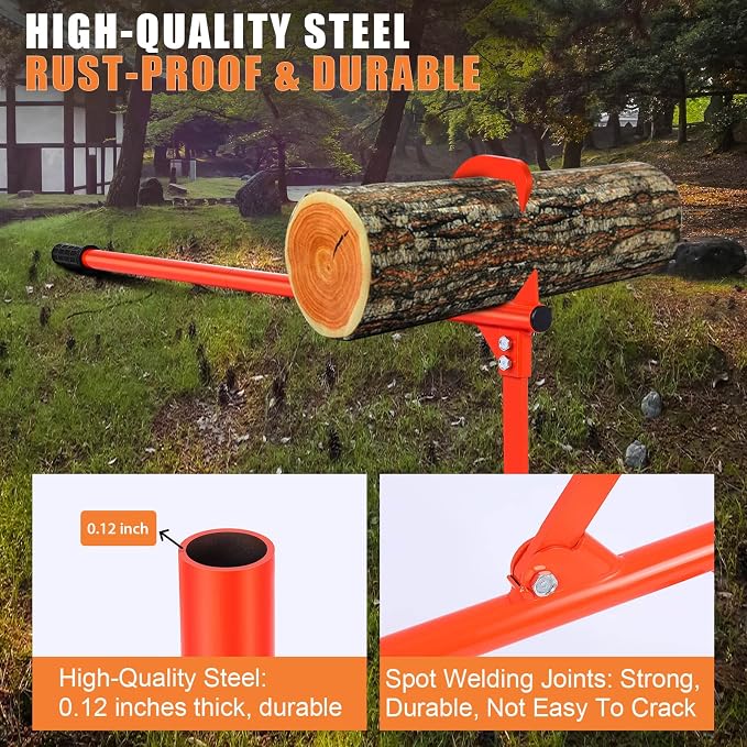 Timberjack Log Lifter, Heavy Duty Steel Log Jack, 50.9" Adjustable Log Roller Cant Hook, Ups to 15.5" in Dia Log Roller Tool, Logging Tools for Rolling and Raising Up Logs