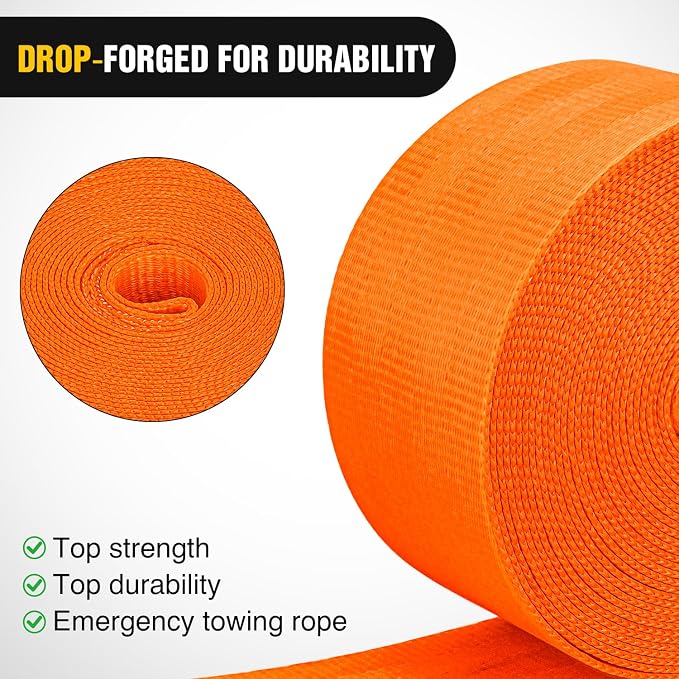 Boat Trailer Winch Strap 2 x 20Inch With Steel Hook 500 LBS Break Strength Winch Strap For Pontoon, Jet Ski, Fishing Boat