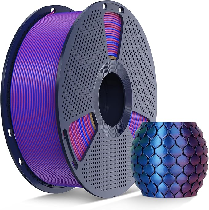 SUNLU Silk Dual Color PLA Filament, 1KG, Silk Dual Color (Blue Red) | Silk PLA 3D Printer Filament 1.75mm, Neatly Wound Shiny Silk 3D Printer Filament, Dimensional Accuracy +/-0.02mm