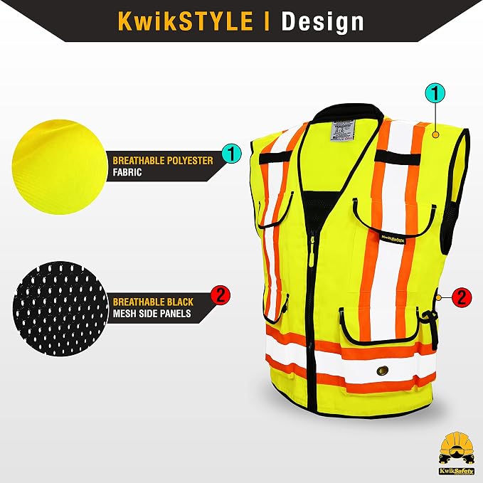 KwikSafety GODFATHER Safety Vest Class 2 & Class 3 ANSI OSHA Hi Vis Vest