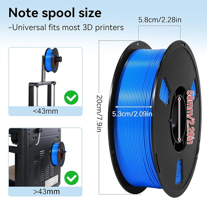 Dynta PLA 3D Printer Filament 2-Pack, Blue + Red, 1kg Per Spool, 1.75mm ±0.02mm. Widely Compatible with Creality, Bambu Lab and Flashforge, Ideal for Beginners and Creative Makers