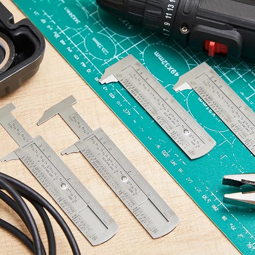 Copkim 4 Pcs Wire Gauge Measuring Tool Metal Thickness Gauges Stainless Steel Wire Measuring Gauge Standard Cable Sheet Thickness Gage with Storage Box