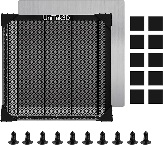 UniTak3D Honeycomb Laser Bed 300 x300 mm Working Table for S1/RAY5 Engraver,Fast Heat Dissipation and Desktop Protection with Aluminium Plate(Working Area:10.245x10.24in)