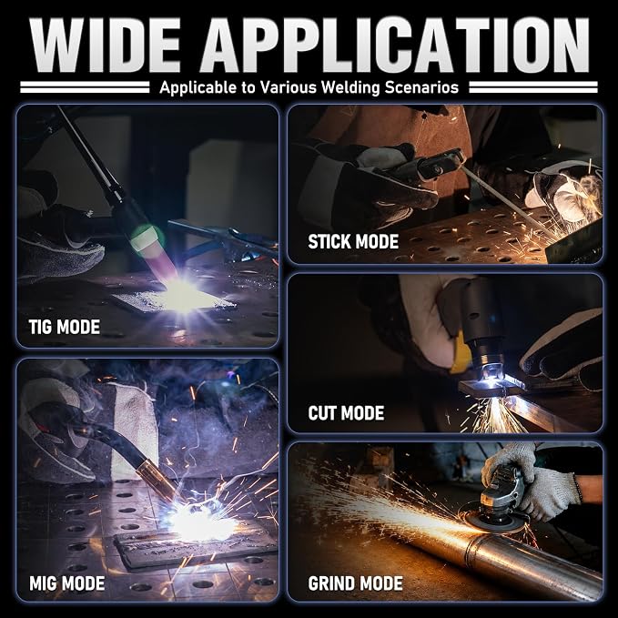 YESWELDER Large View Auto Darkening Welding Helmet, Blue Light Blocking, 1/1/1/1 True Color Solar Powered Welder Hood Mask with 4 Arc Sensors, Wide Shade 3/5-9/9-13 for TIG MIG ARC Cut and Grind