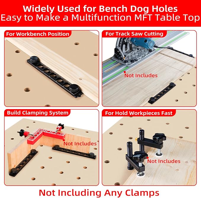 GOINGMAKE Portable Drill Guide for Drilling 20mm Work Bench Dog Holes, Workbench Dog Hole Drill Template for Building MFT Table Top, Workbench Top, Work Table, Cutting Board and Portable Workstation