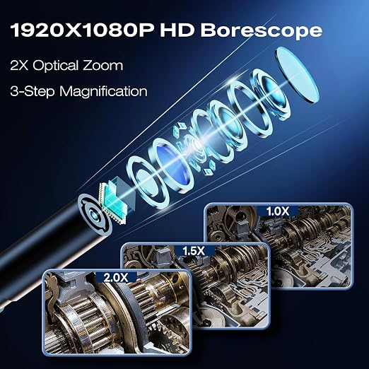 Endoscope Camera with Light, 1920P HD Borescope Inspection Camera with 4.3" IPS Screen, AukonVee IP67 Waterproof with 8 LEDs & 16.5ft Semi-Rigid Snake Camera for Automotive Pipe Tools Gadgets for Men