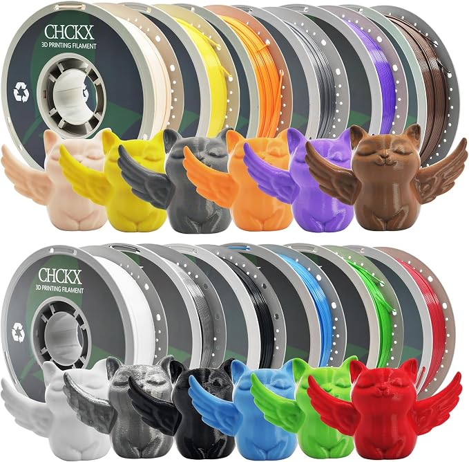 PETG 3D Printer Filament Bundle, 12Rolls,Dimensional Accuracy +/- 0.03 mm, 1kg Spool(2.2lbs), 1.75 mm Fit for Most 3D Printers,12-Multicolor Assortment