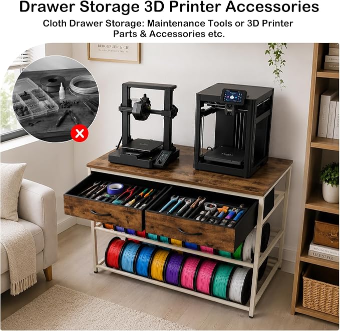 3D Printer Stand with Filaments Storage, Sturdy 39.4" 3D Printer Table Rack | Heavy Duty