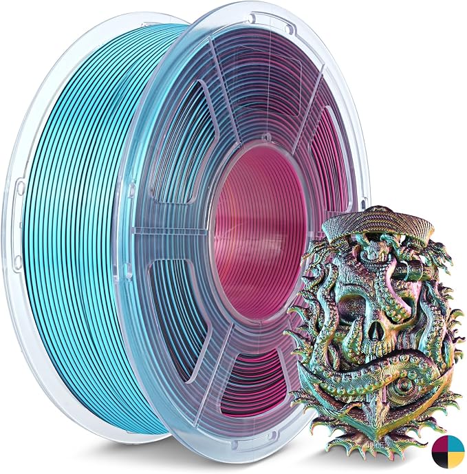 JAYO Silk Quad-Color PLA Filament 1.75mm Red-Yellow-Green-Black 1.1kg, Four-Color Gradient PLA, High Gloss Shine, Smooth Layer Concealment, Fits for Most FDM 3D Printers