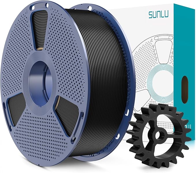 SUNLU PLA+2.0 3D Printer Filament, Upgrade PLA+ Filament 1.75mm, Tougher and Stronger, Neatly Wound PLA Plus Filament, Dimensional Accuracy +/-0.02mm, 1KG Spool(2.2lbs), Black
