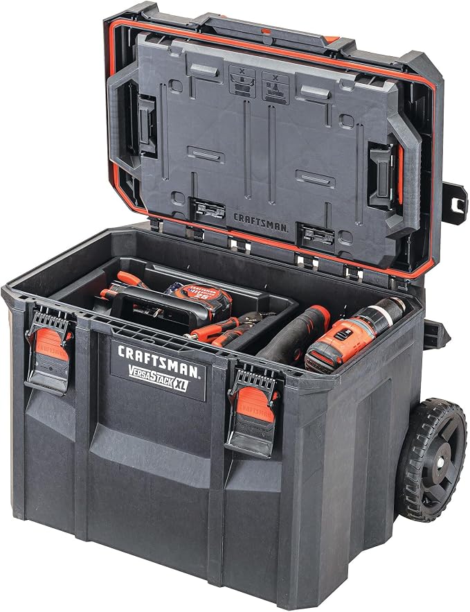 CRAFTSMAN VERSASTACK XL Tool Box with Wheels, Waterproof, Stackable System, Portable Rolling Storage for Indoor/Outdoor Use, 22.5 Inch (CMST21445)