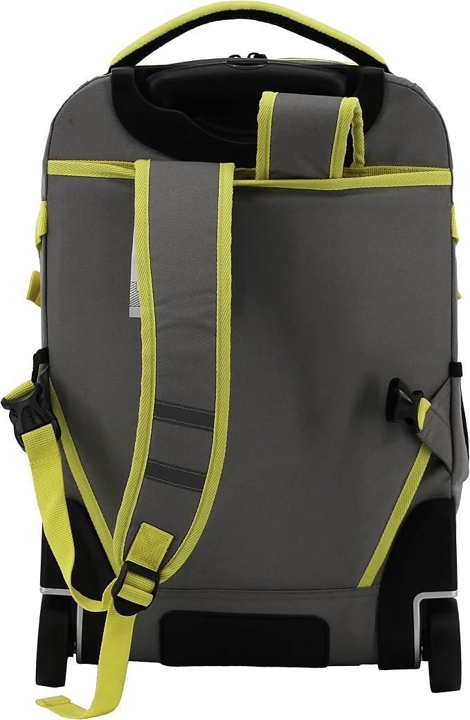 J World Lunar Rolling Backpack. Laptop Bag With Wheels. Wheeled Carry-On Travel Luggage, Grey, 19.5 x 13 x 8 Inches
