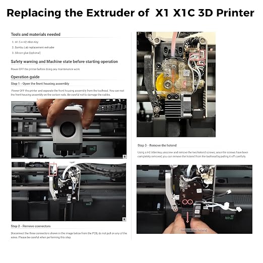 ENOMAKER Bamboo Lab X1 Extruder Unit for X1, X1C, X1 Carbon 3D Printer, Hardened Steel Dual Gear,Complete Toolhead Extruder Assembly Replacement Parts,High Extrusion Force,Anti-Slip for Tough Filament