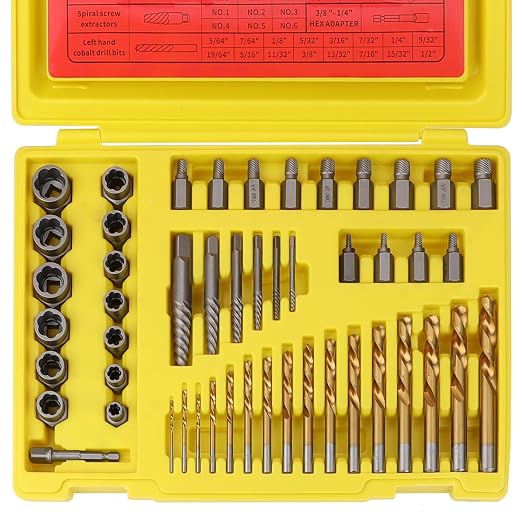 Hromee 49PCS Screw & Bolt Extractor and Left Drill Bit Set, Easy Out Extractor Set for Broken Nuts Bolts and Stripped Screw