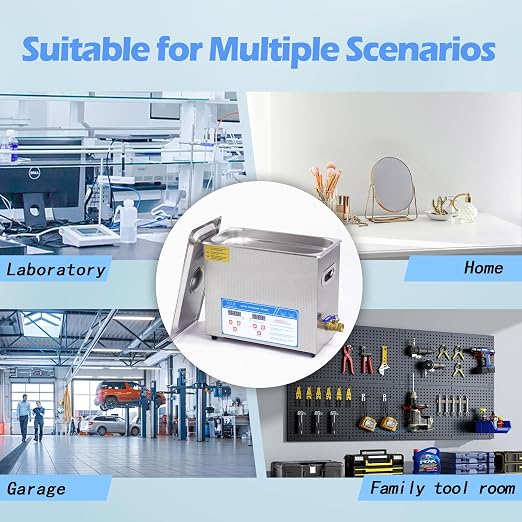 6L Ultrasonic Parts Cleaner with Heater and Digital Timer, 40kHz 180W Professional Ultrasonic Cleaner Machine with Drain Valve for Carburetors, Fuel Injectors, Auto Parts, Tools and Jewelry
