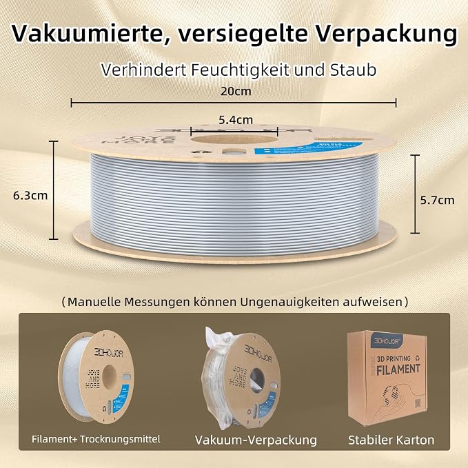 3DHoJor Silk PLA Filament 1.75mm, PLA Filament 1.75mm Silk Shiny 3D Printer Filament, 1kg*4 Cardboard Spool, Dimensional Accuracy +/- 0.03 mm, Fit Most FDM Printer(Silver+Gold+Copper+Bronze)