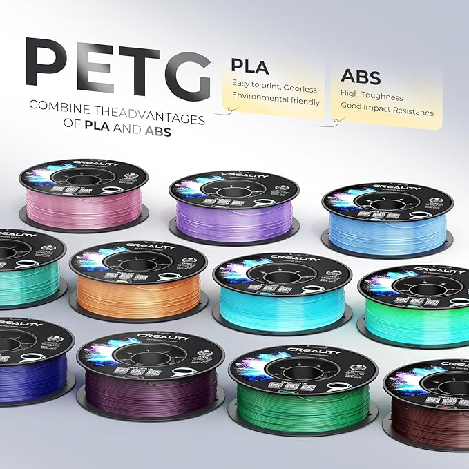 CREALITY PETG Filament 1.75mm 3D Printer Filament, Translucent Dual Color Gradient Blue to White, 1kg (2.2lb) Neatly Wound Spool, Dimensional Accuracy ±0.03mm, Gradient Blue White