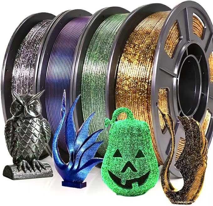 3D Printer Filament Galaxy PLA Filament 1.75mm, 3D Printing Filament Bundle, Multi Color PLA Filament Glitter 250g X 4 Color Pack