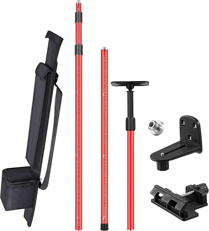 Firecore 360° Self Leveling Cross Line Laser Level with 13 Ft Telescoping Laser Pole